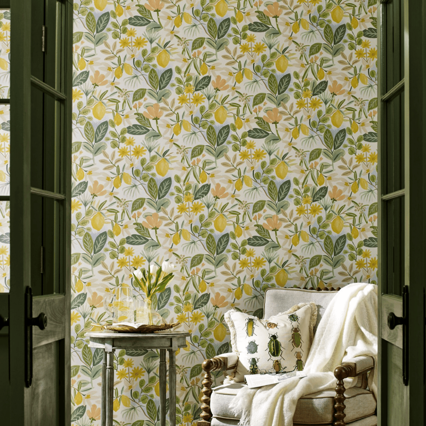 Lemon Trees Amalfi Premium Peel and Stick Stylish Wallpaper