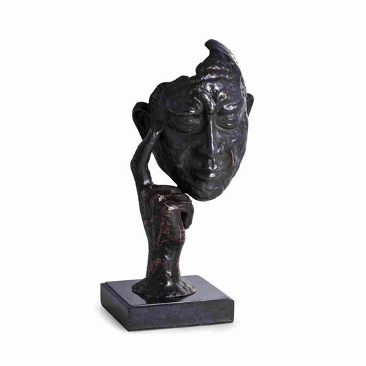 "Thinking Man" Sculpture with Bronzed Finish on Marble Base.