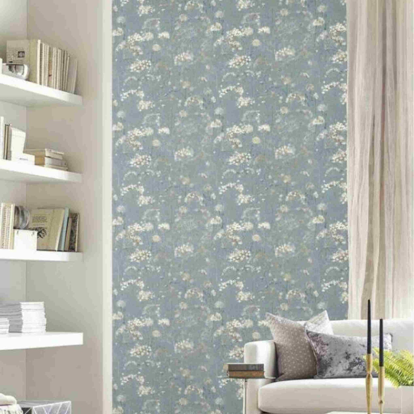 Botanical Fantasy Premium Peel and Stick Wallpaper Blue/Beige