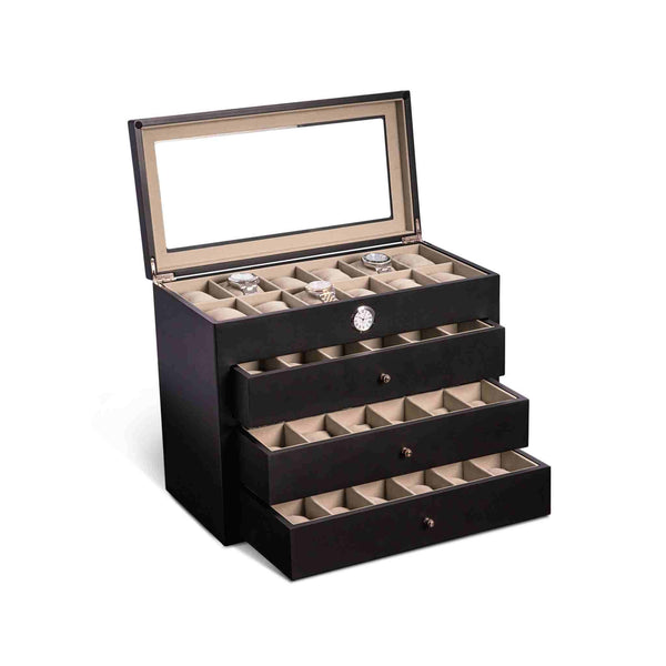 All in Time Black Watch Box: 48 Watch Slots
