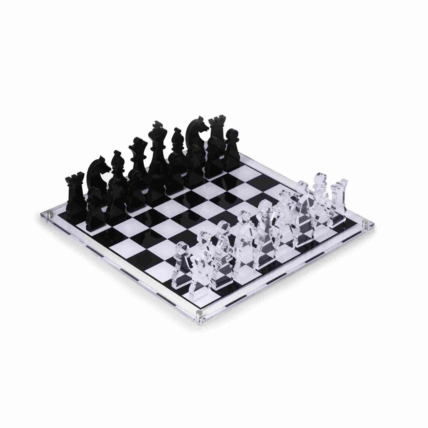 Charlie Acrylic Chess Set- Clear 14"X14"