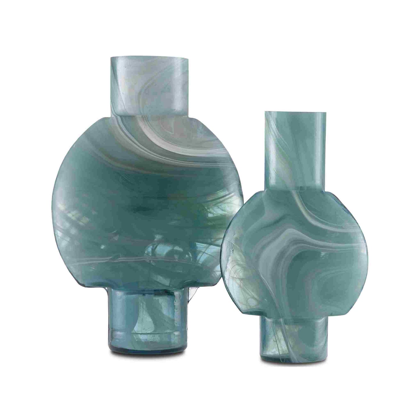 Lollipop Turquoise Glass Vases Set of 2