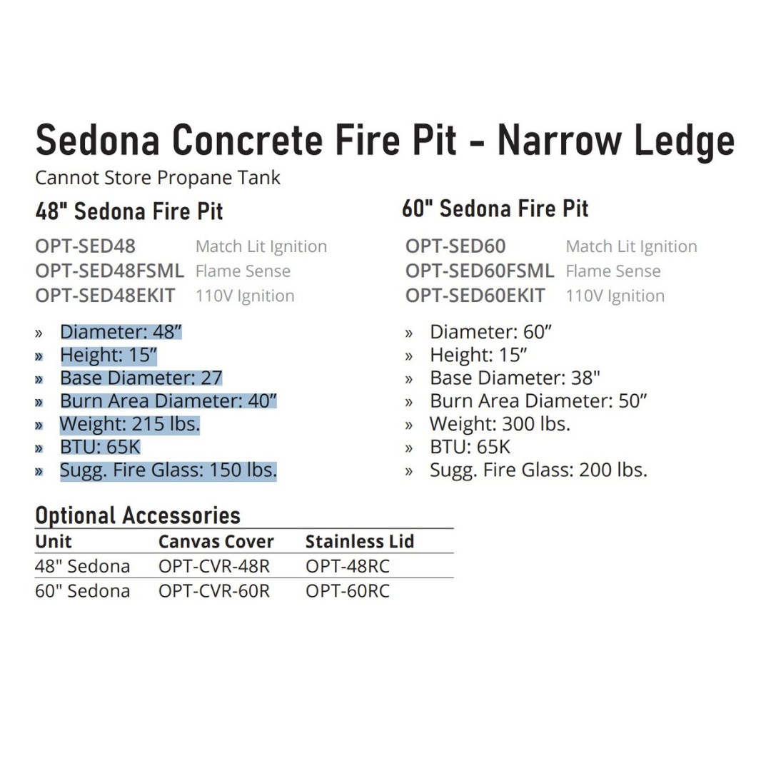 The Outdoor Plus 48" Sedona Concrete Gas Fire Pit