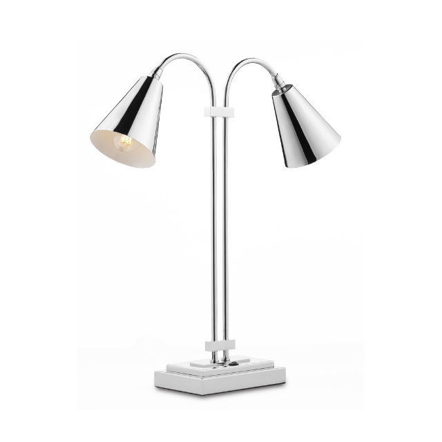 Symmetry Nickel Double Desk Lamp H: 20.5" W: 19.5" D: 4.5"