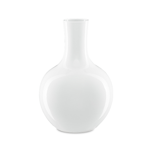 Imperial White Large Gourd Vase H: 15.5" Dia: 10.5"