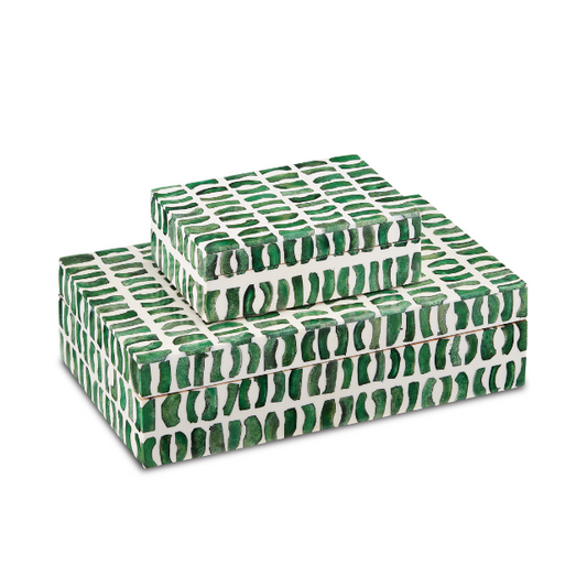 Emerald Box Set of 2 H: 3", 2" W: 10.5", 6" D: 6", 4"